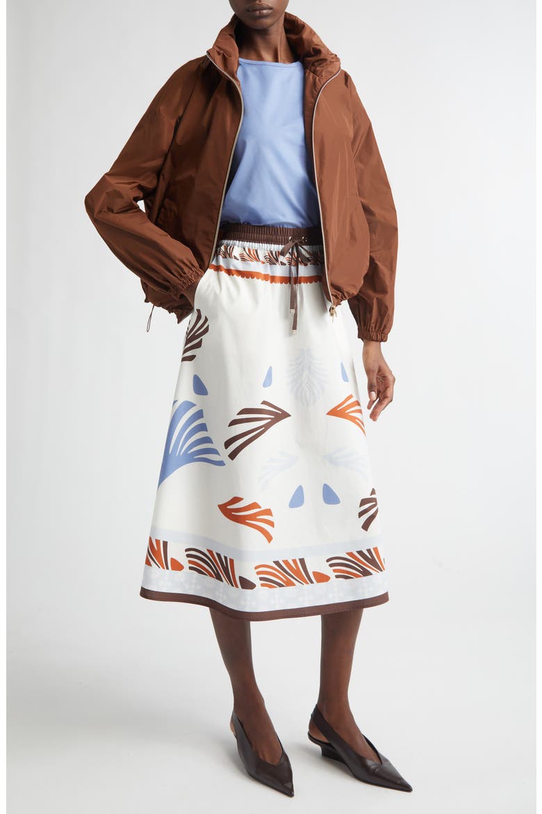 Summer Print Cotton Midi Skirt, Alternate, color, WHITE MULTI