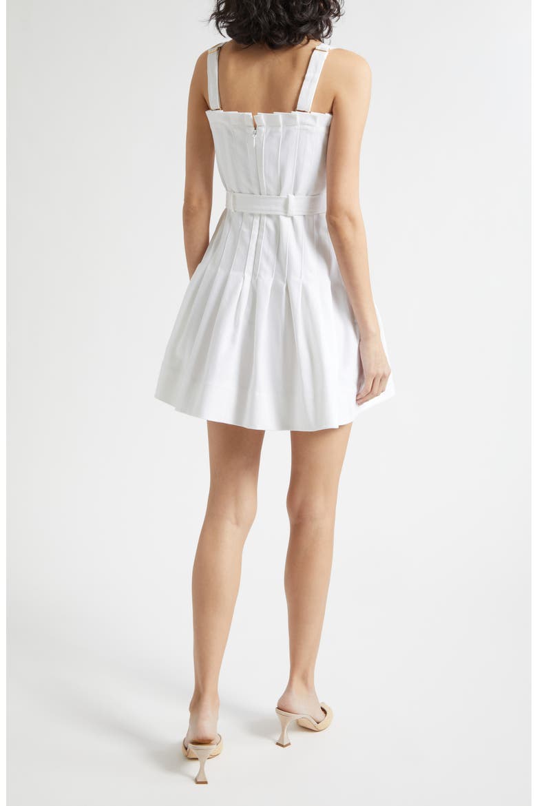 Branwen Pleated Belted Denim Minidress, Alternate, color, WHITE