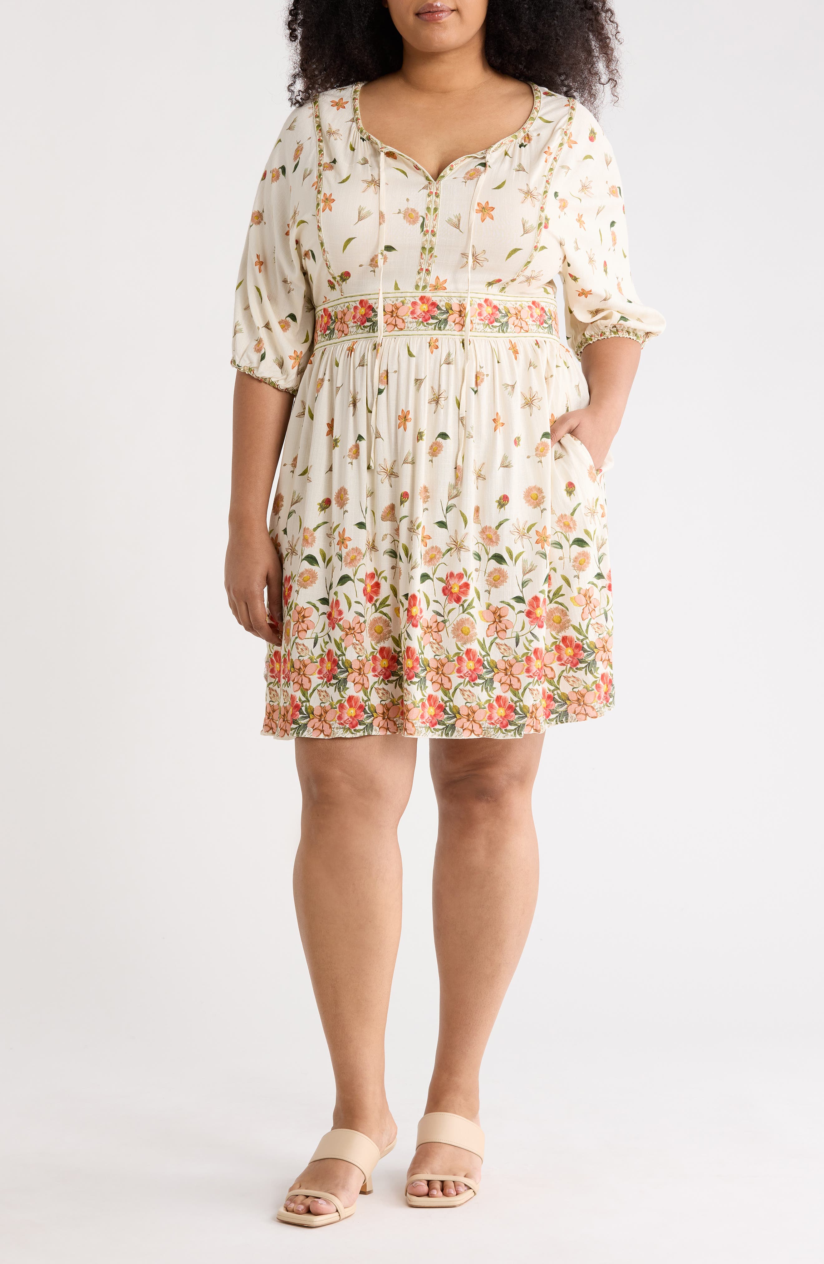 MAX STUDIO Floral Puff Sleeve Dress