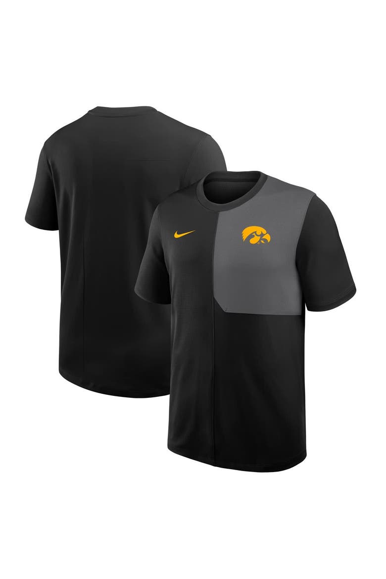 Men's Nike Black Iowa Hawkeyes 2025 Sideline UV Performance Coach T-Shirt, Main, color, Black