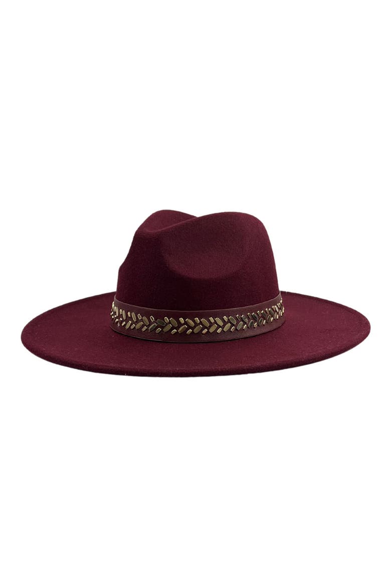 Chain Felt Panama Hat, Alternate, color, BURGUNDY