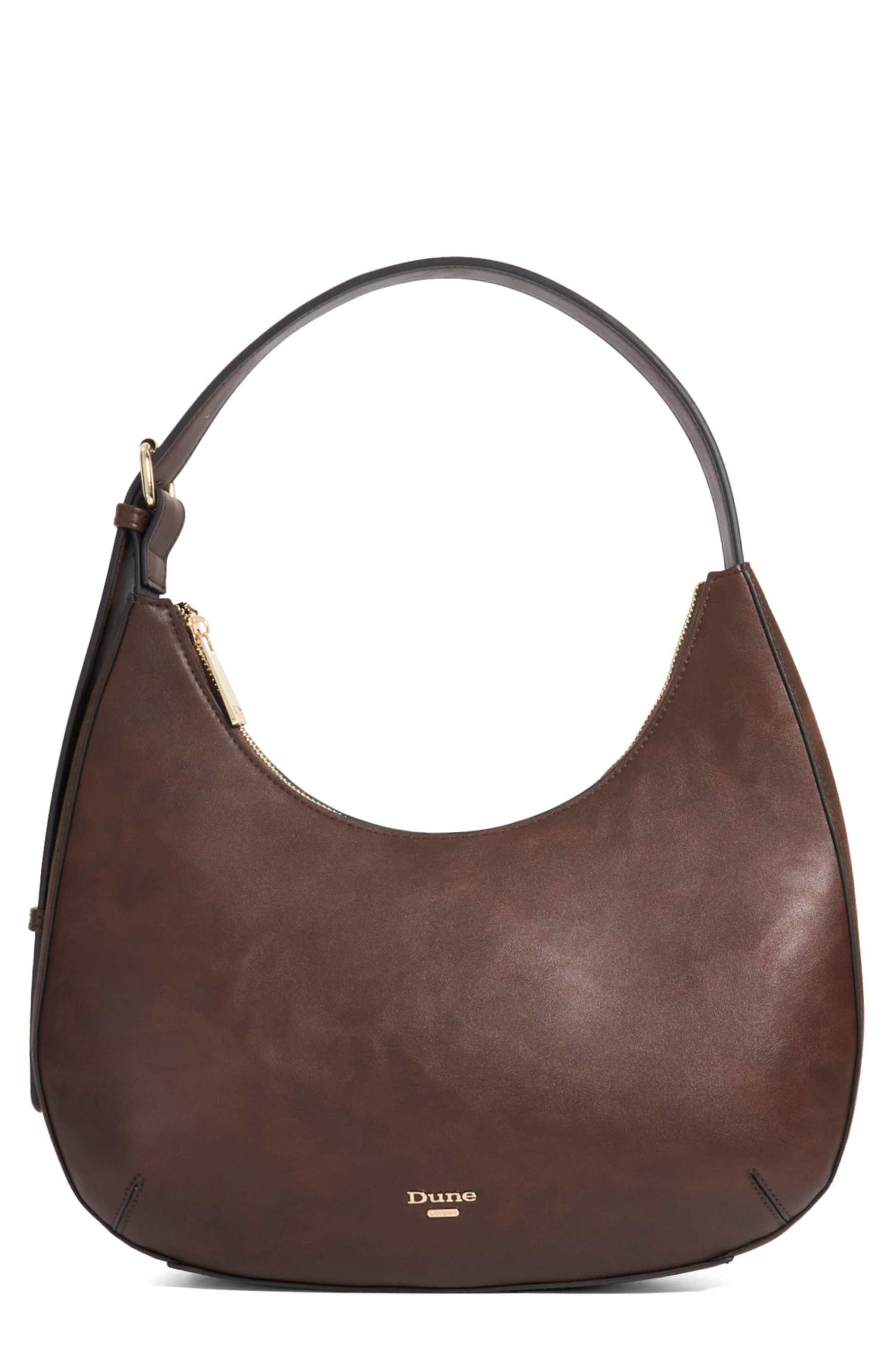 Dune London Daintilies Faux Leather Shoulder Bag, Main, color, Dark Brown