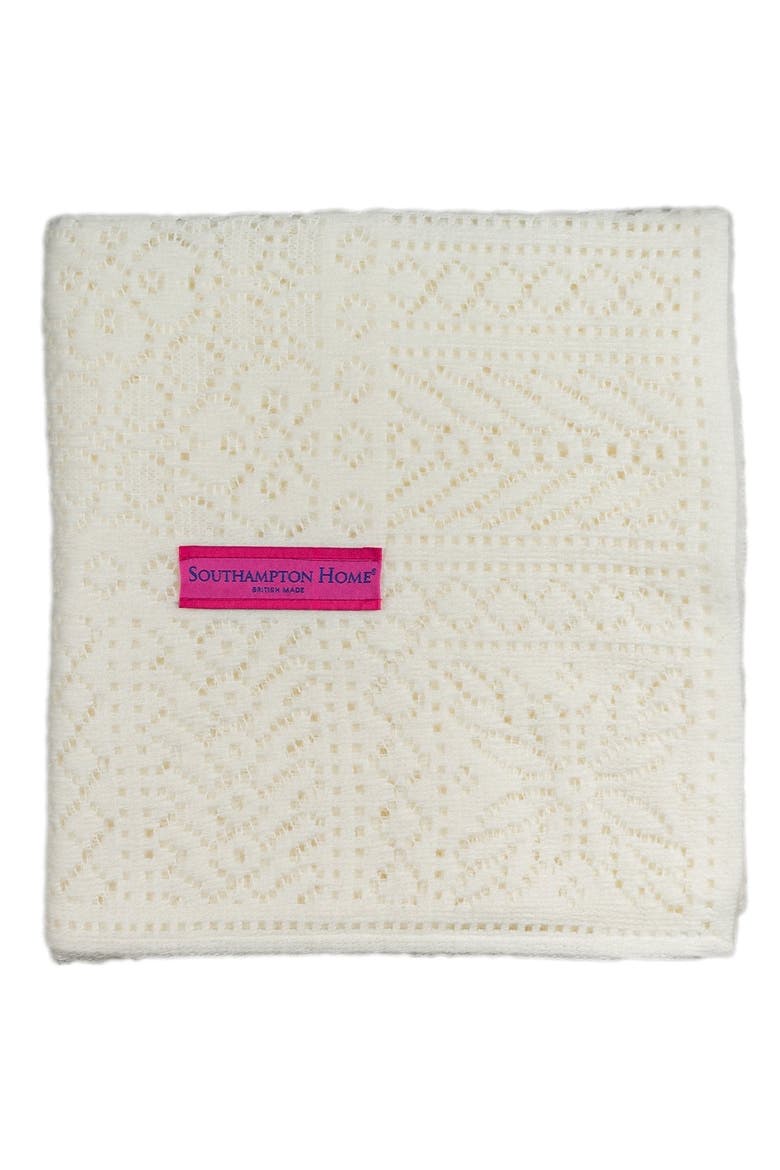 Southampton Home Lace Weave Baby Shawl, Alternate, color, Ivory