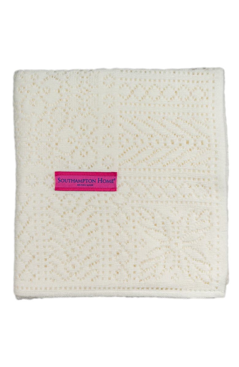 Prince of Scots Southampton Home Lace Weave Baby Shawl, Alternate, color, Ivory