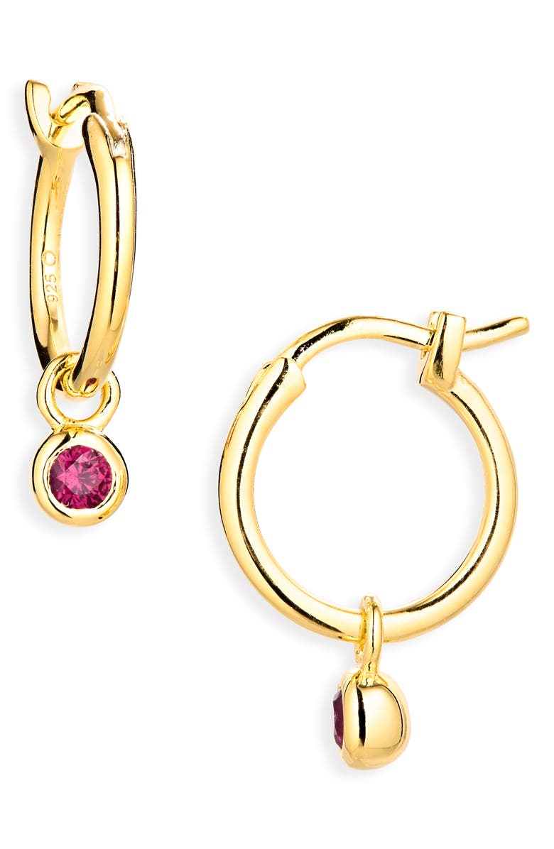 Missoma October Birthstone Mini Charm Hoop Earrings, Main, color, Gold