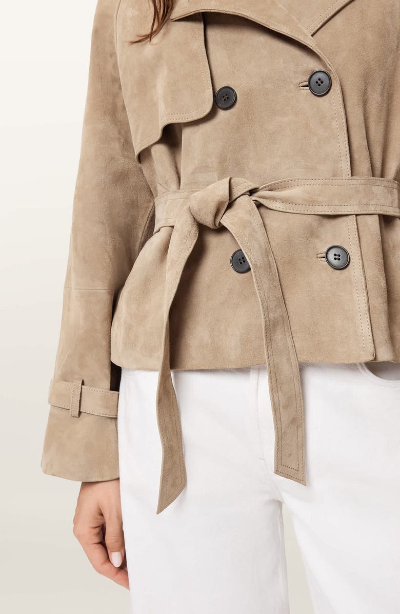 AllSaints Reed Suede Trench Jacket, Alternate, color, Taupe Brown