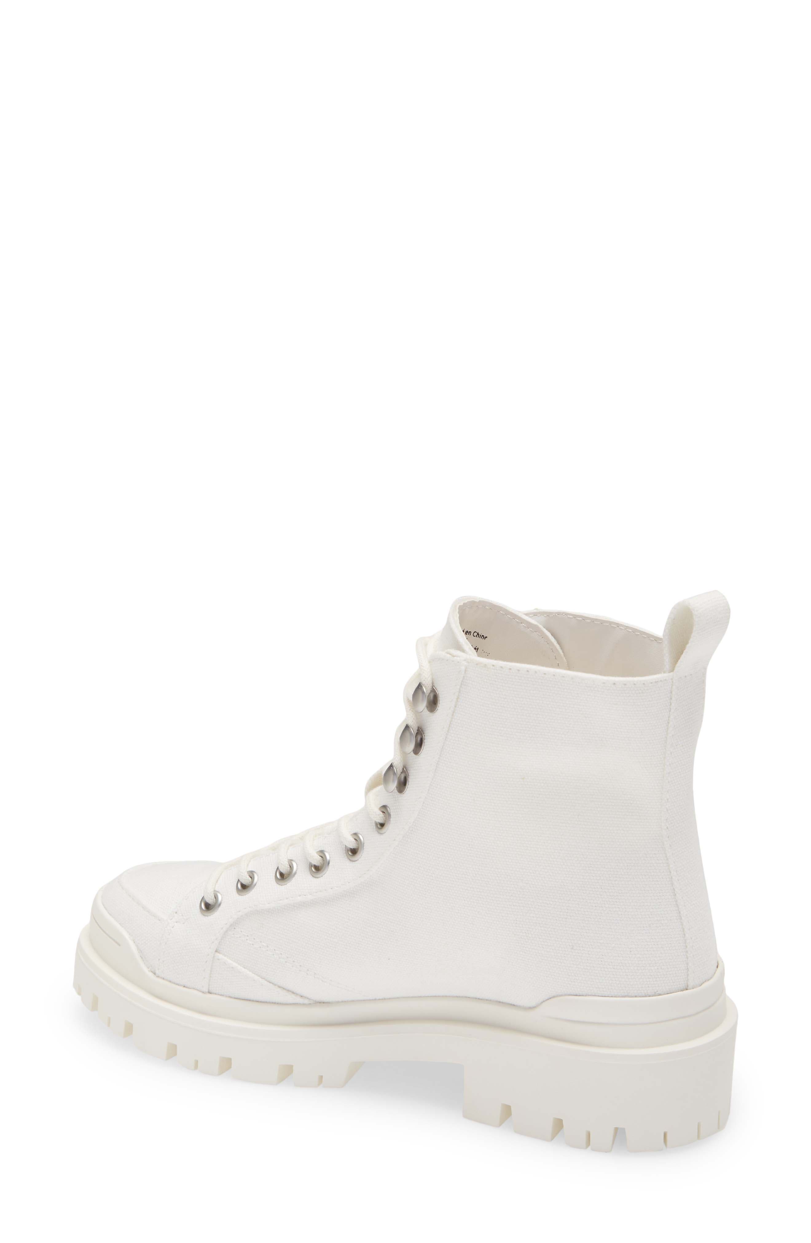 Essey Lace-Up Lug Bootie, Alternate, color, WHITE