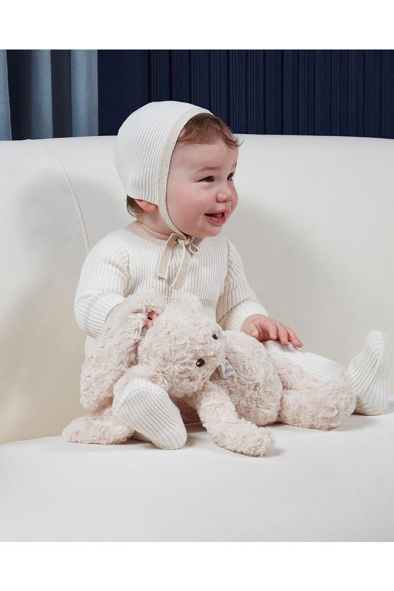 Baby Gold Lurex Trimmed Ribbed Cotton Footie, Alternate, color, Winter White