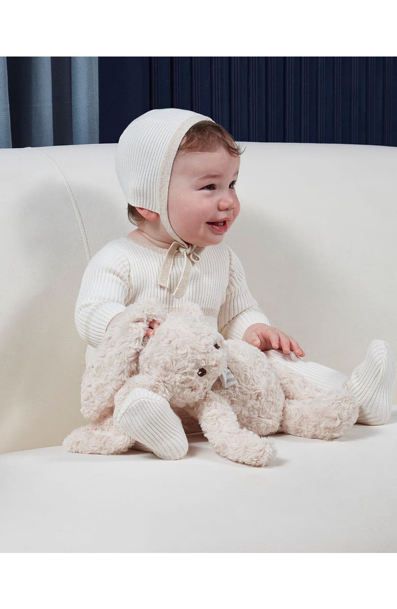 MiniMoi Baby Gold Lurex Trimmed Ribbed Cotton Footie, Alternate, color, Winter White