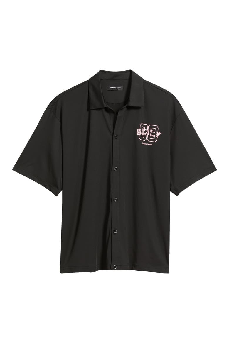 Ryan Graphic Button-Up Shirt, Alternate, color, BLACK
