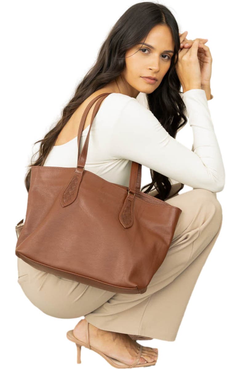 Deux Mains Mid Tote, Alternate, color, Mahogany