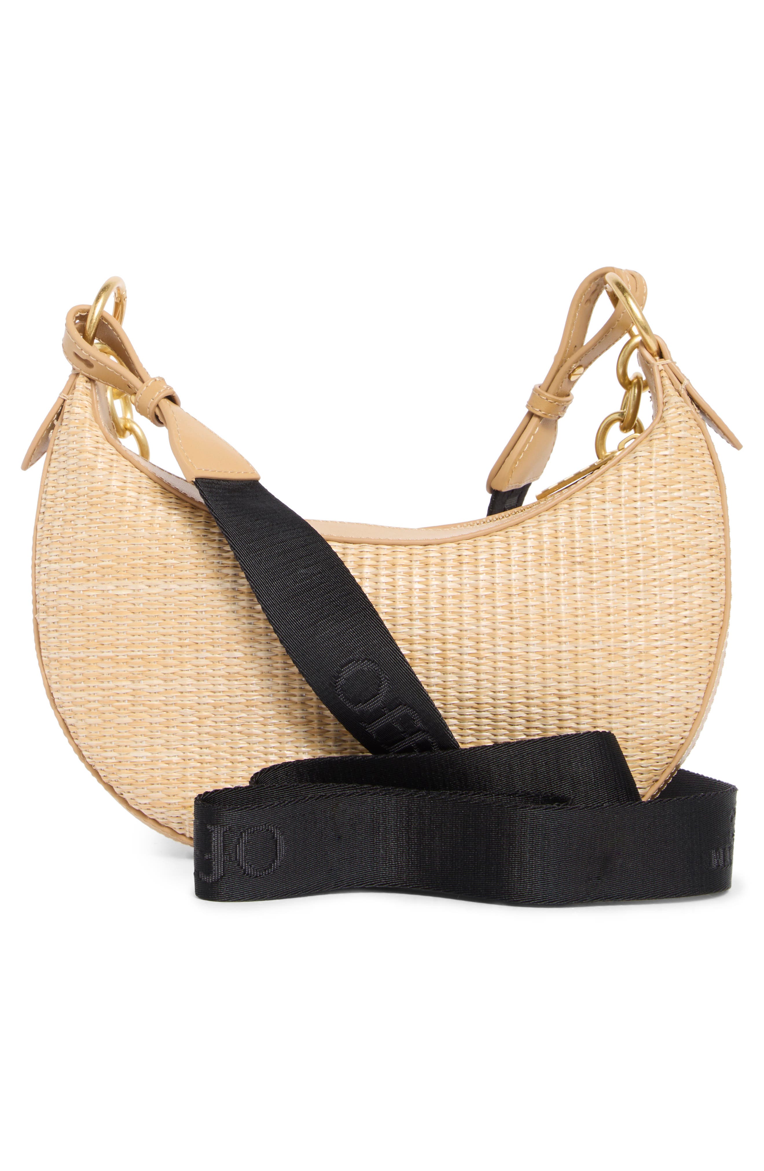 Off-White Hemisphere Woven Hobo Bag, Alternate, color, Natural