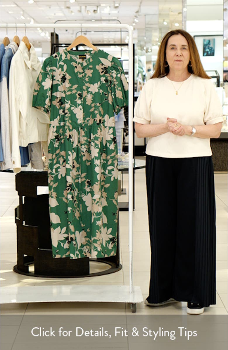 Nora Puff Sleeve Button Cotton Midi Dress, sales video thumbnail
