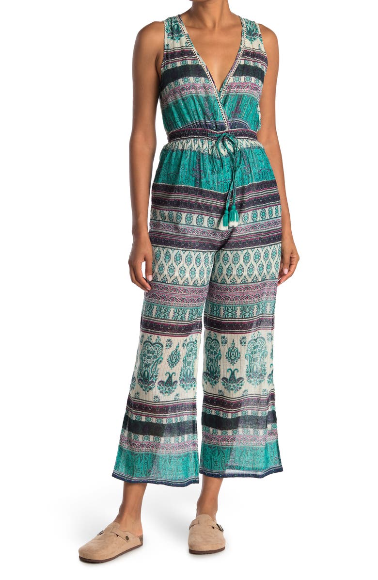 Raga Caravan Sleeveless V-Neck Printed Jumpsuit, Main, color, 