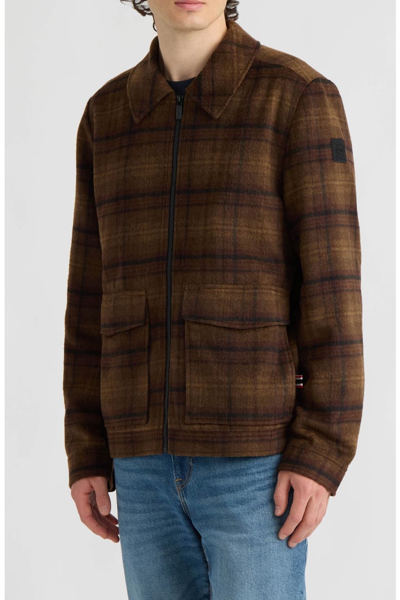 Samor Wool Blend Plaid Jacket, Main, color, BROWN