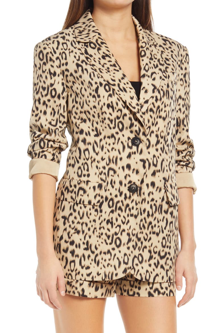 Animal Print Blazer, Alternate, color, BEIGE MULTI