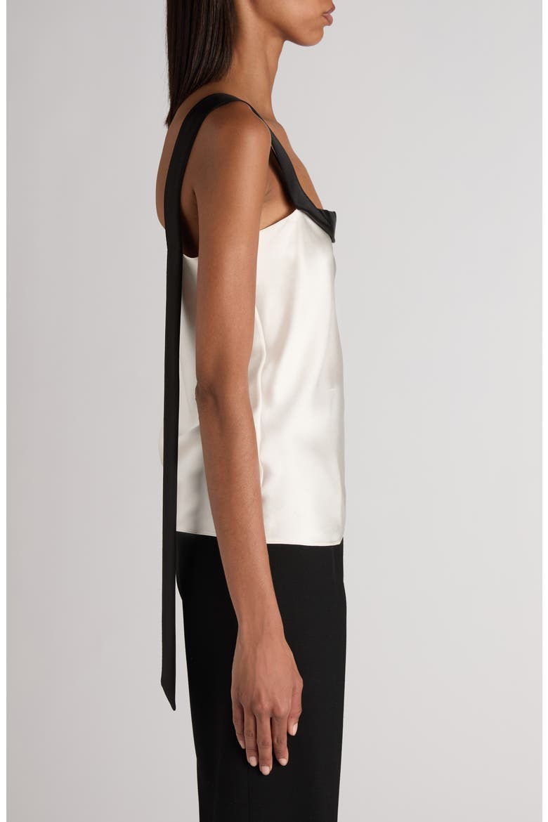 Tuxedo Band Silk Satin Camisole, Alternate, color, OFF WHITE/ BLACK