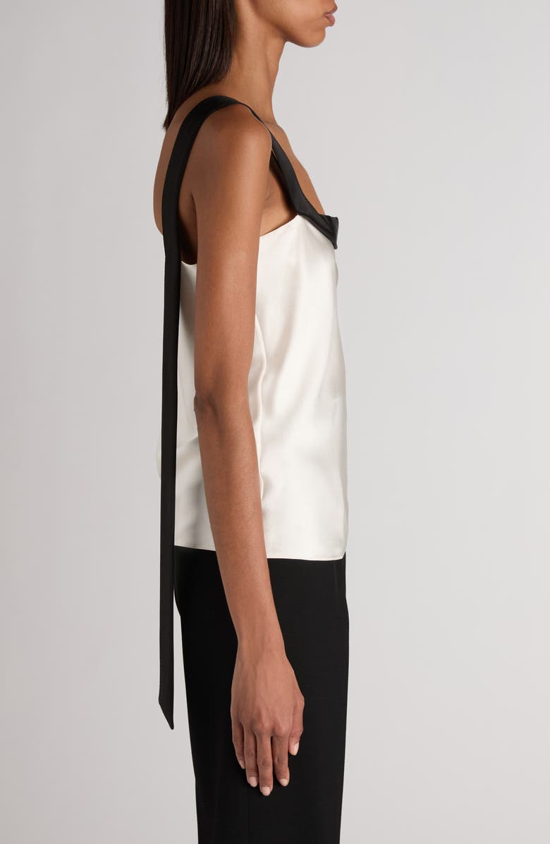 TOM FORD Tuxedo Band Silk Satin Camisole, Alternate, color, Off White/ Black
