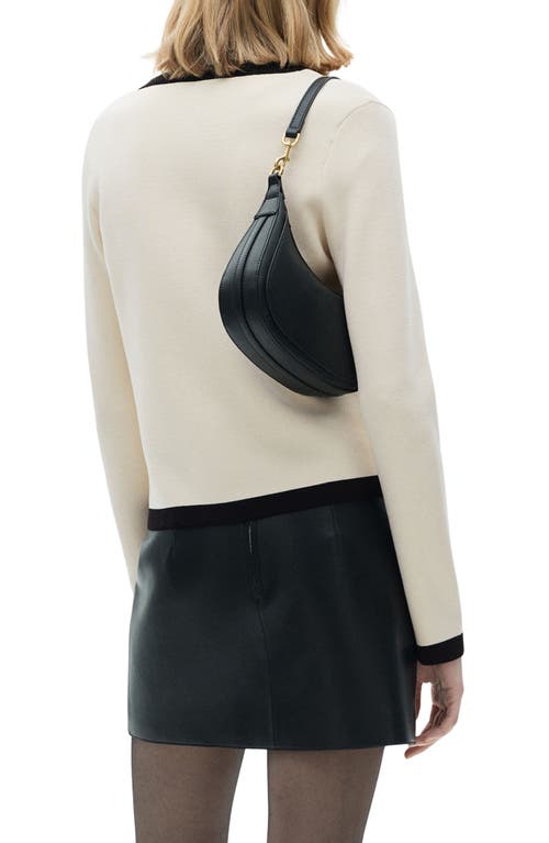 Mango Contrast Trim Short Sleeve Cardigan In Ecru