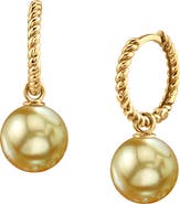 The Pearl Source Golden South Sea Pearl Hoop Via Earrings