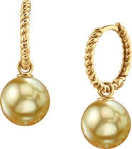 The Pearl Source Golden South Sea Pearl Hoop Via Earrings