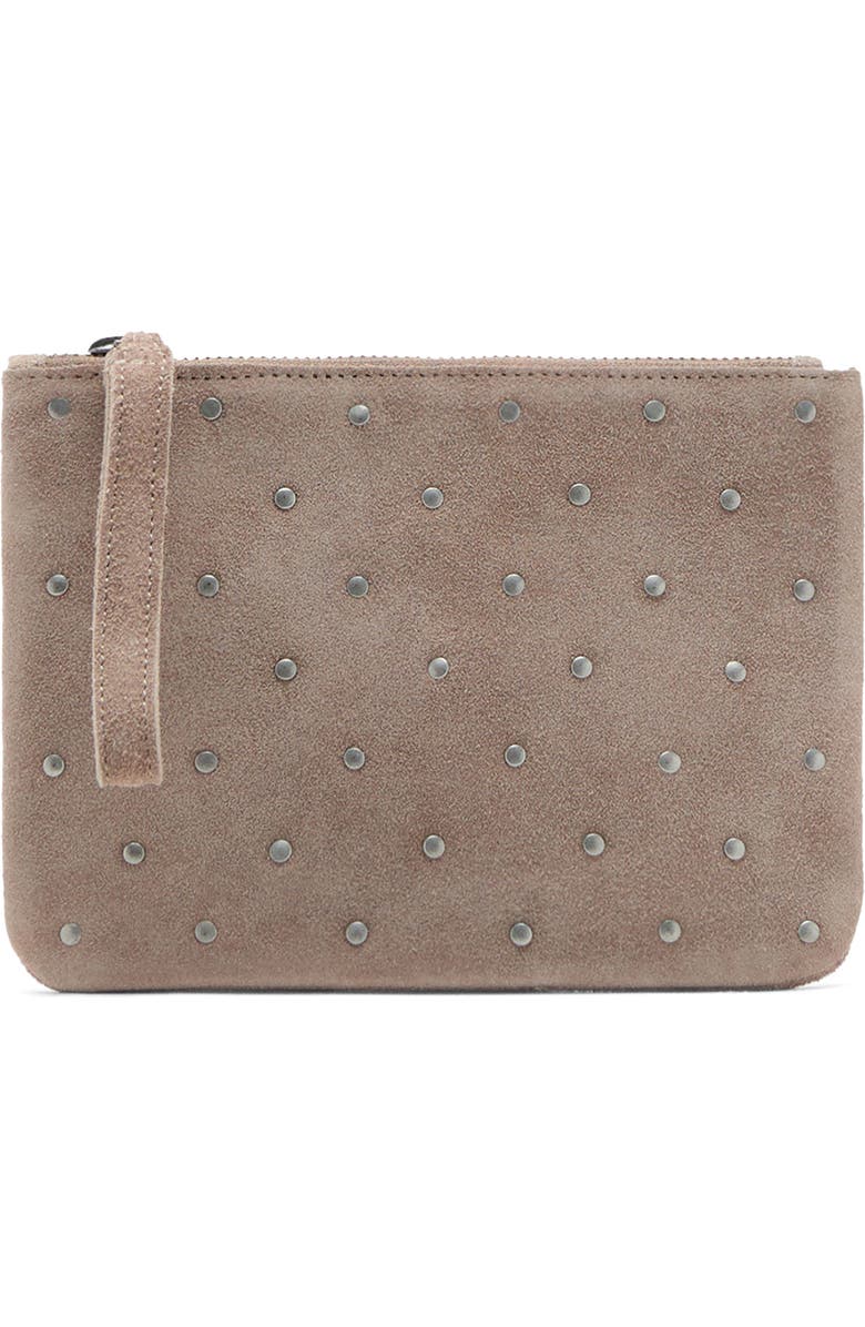MANGO TEEN Stud Suede Clutch, Main, color, Sand
