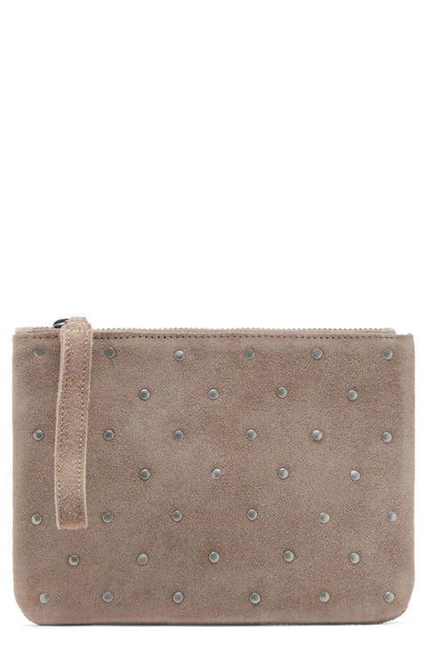 Stud Suede Clutch