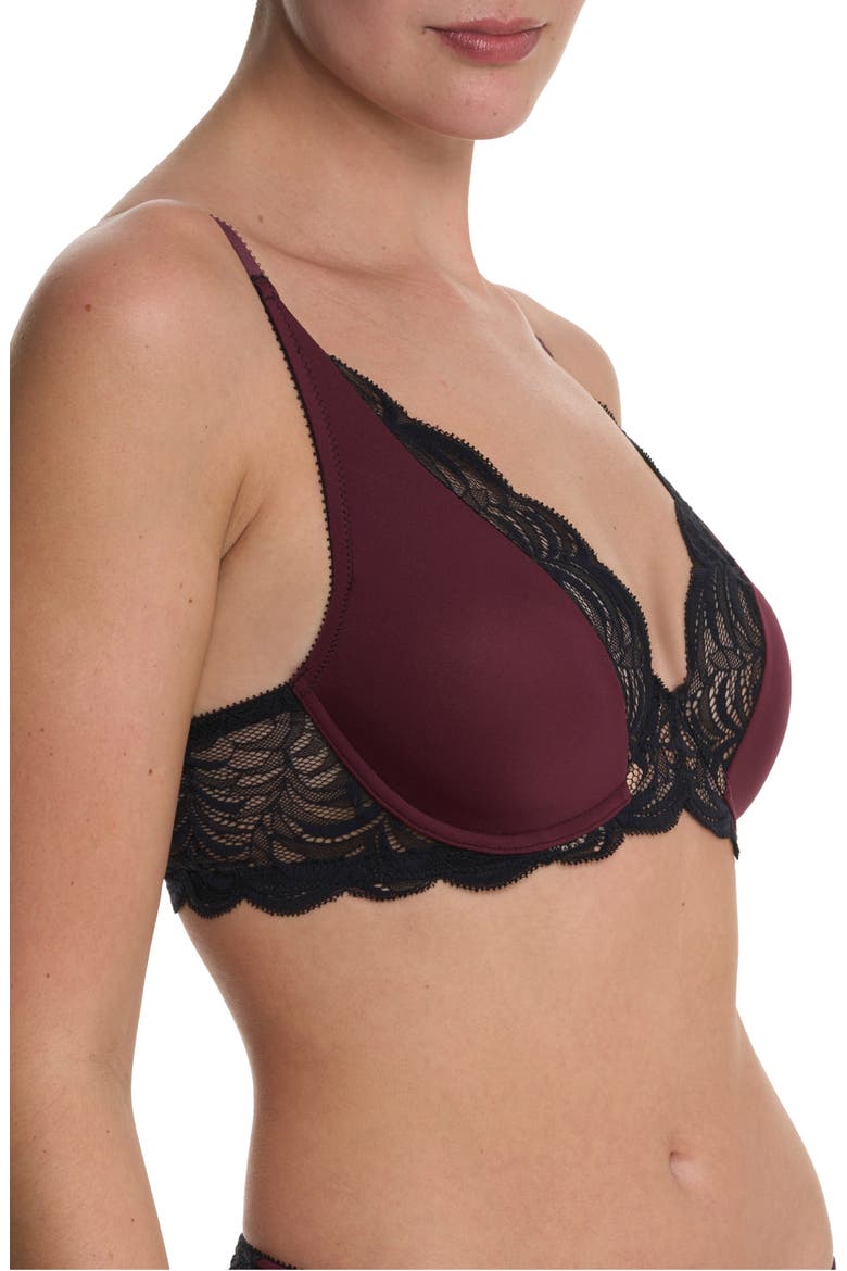 Persuasion Lace Convertible Plunge T-Shirt Bra, Alternate, color, ROYAL FIG/ BLACK