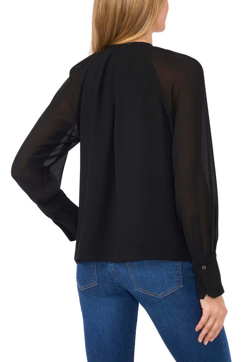 Tie Neck Georgette Top, Alternate, color, RICH BLACK