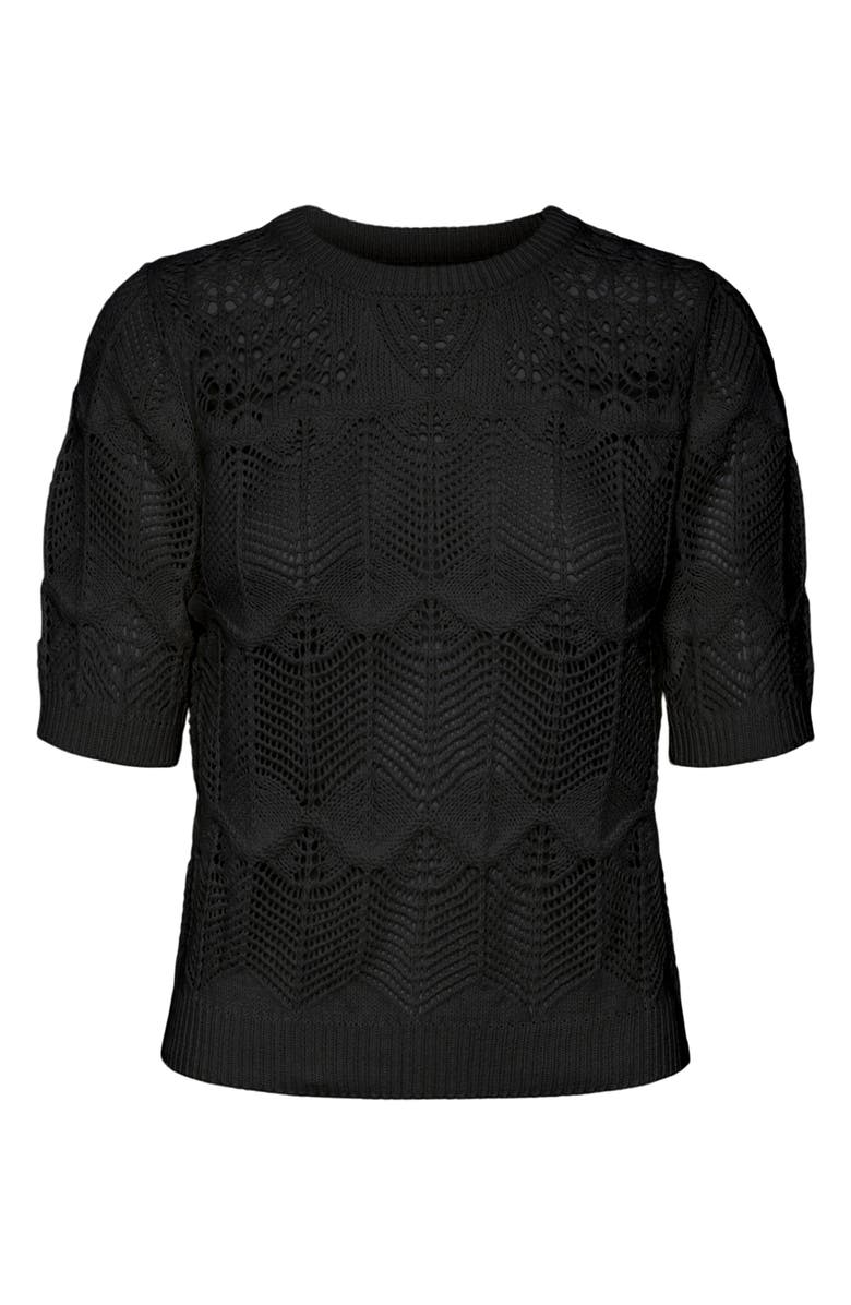 VERO MODA Alexia Short Sleeve Pointelle Cotton Blend Sweater, Alternate, color,