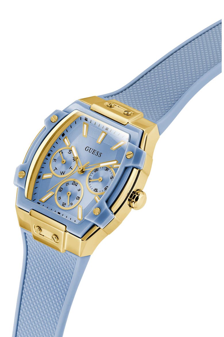 Ice Blue Multifunction Tonneau Silicone Strap Watch, 35mm, Alternate, color, ICE BLUE
