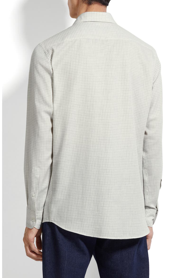 Cashco Gingham Check Cotton & Cashmere Button-Up Shirt, Alternate, color, LIGHT GREY / WHITE