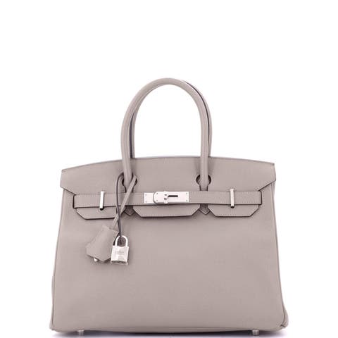 Birkin Handbag Grey Epsom with Palladium Hardware 30