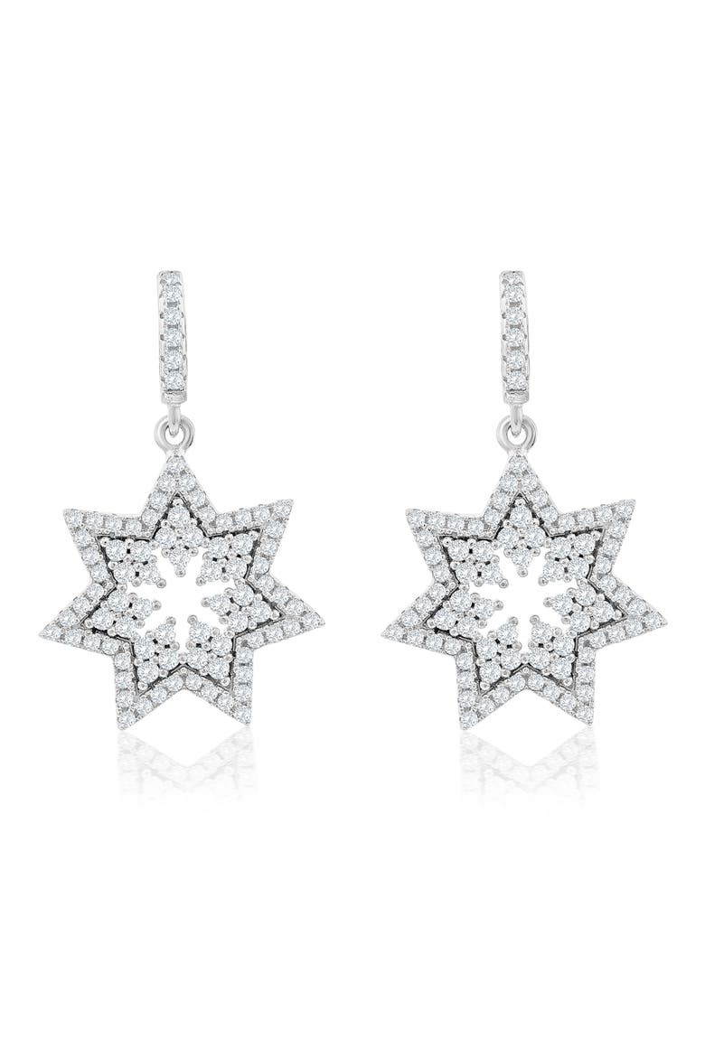 Cubic Zirconia Starburst Drop Earrings, Main, color, WHITE