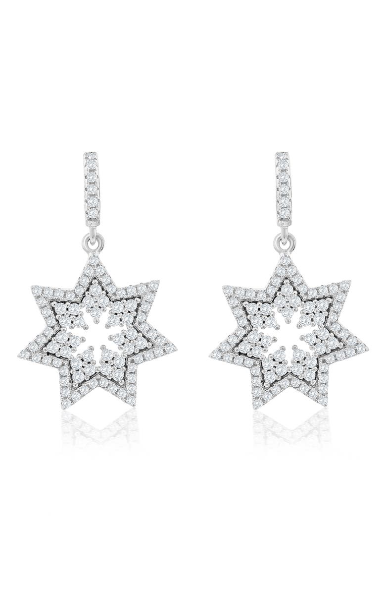 SUZY LEVIAN Cubic Zirconia Starburst Drop Earrings, Main, color, White