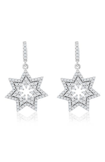 Suzy Levian Cubic Zirconia Starburst Drop Earrings