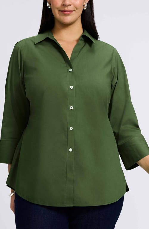 Foxcroft Mary Non-iron Stretch Cotton Button-up Shirt In Basil
