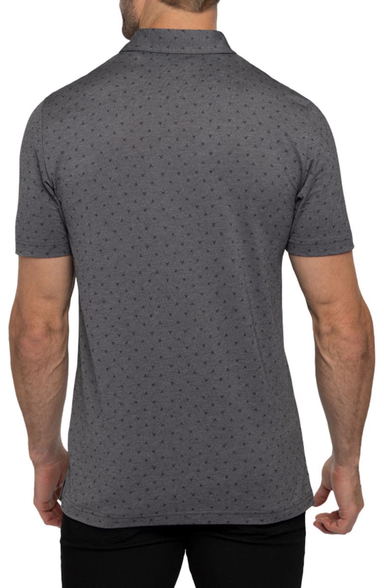TravisMathew Change of Address Geometric Print Polo, Alternate, color, Heather Dark Grey