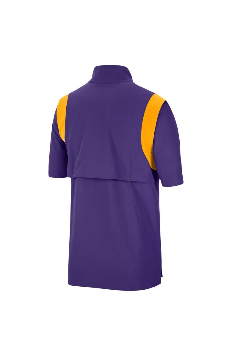 Nike Men's Nike Purple LSU Tigers Coach Short Sleeve Quarter-Zip Jacket, Alternate, color,