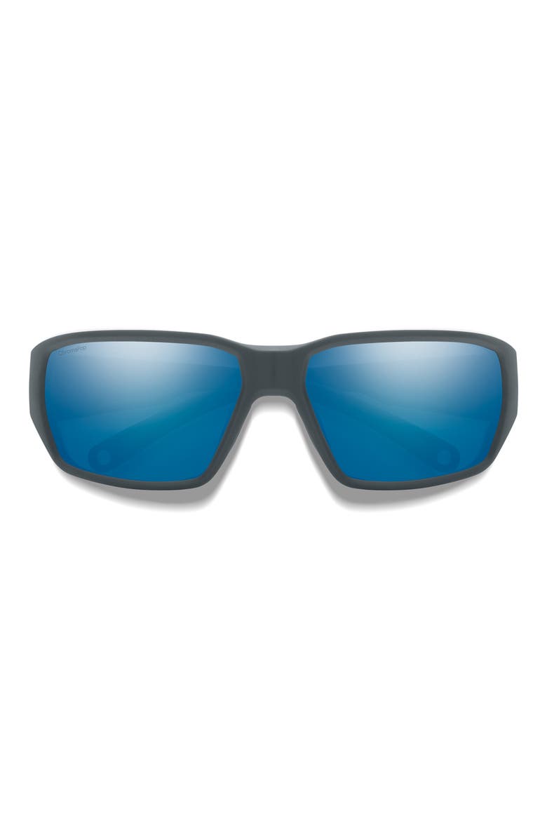 Hookset 62mm ChromaPop™ Polarized Oversize Wraparound Sunglasses, Main, color, SLATE / CHROMAPOP GLASS BLUE