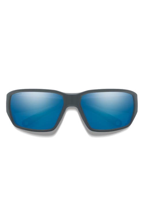 Smith Hookset 62mm Chromapop™ Polarized Oversize Wraparound Sunglasses In Blue