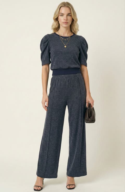 Puff Sleeve Top Stretch Pant Set