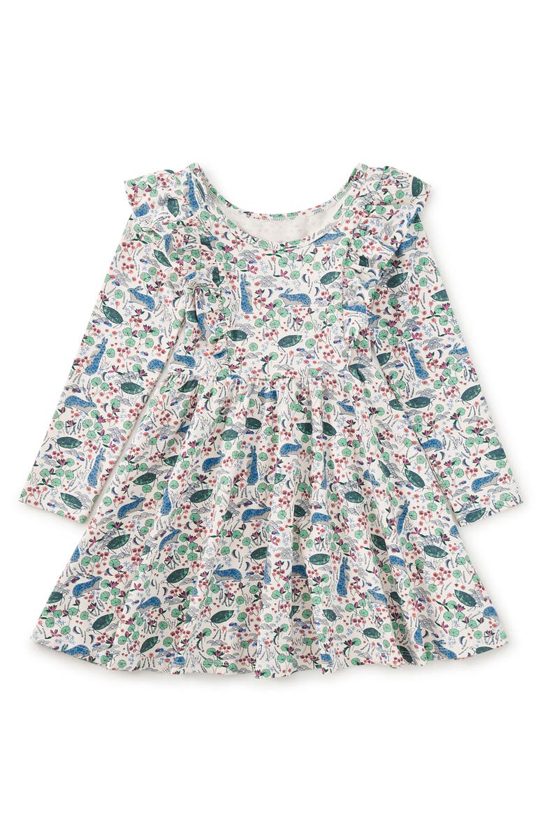 Tea Collection Ruffle Shoulder Ballet Dress, Alternate, color, Rabbit & Turtle Folktale
