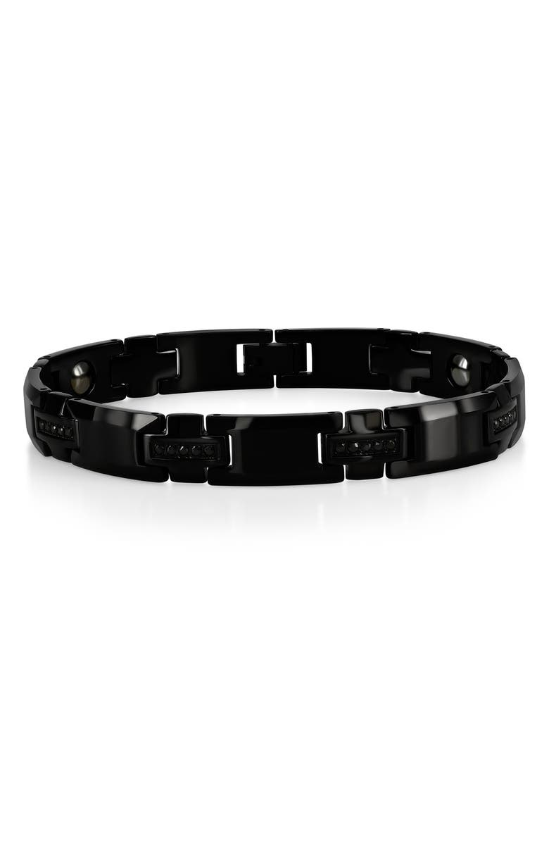 BLACKJACK Men's Tungsten Cubic Zirconia Magnetic Link Bracelet, Main, color,