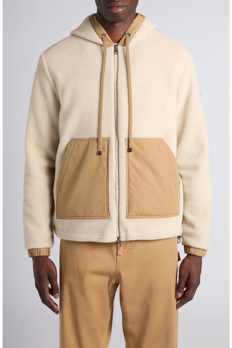 Mixed Media Zip Hoodie, Main, color, GOLDEN SAND