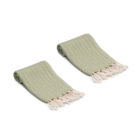 Herringbone Turkish Cotton Hand Towels - Set of 2