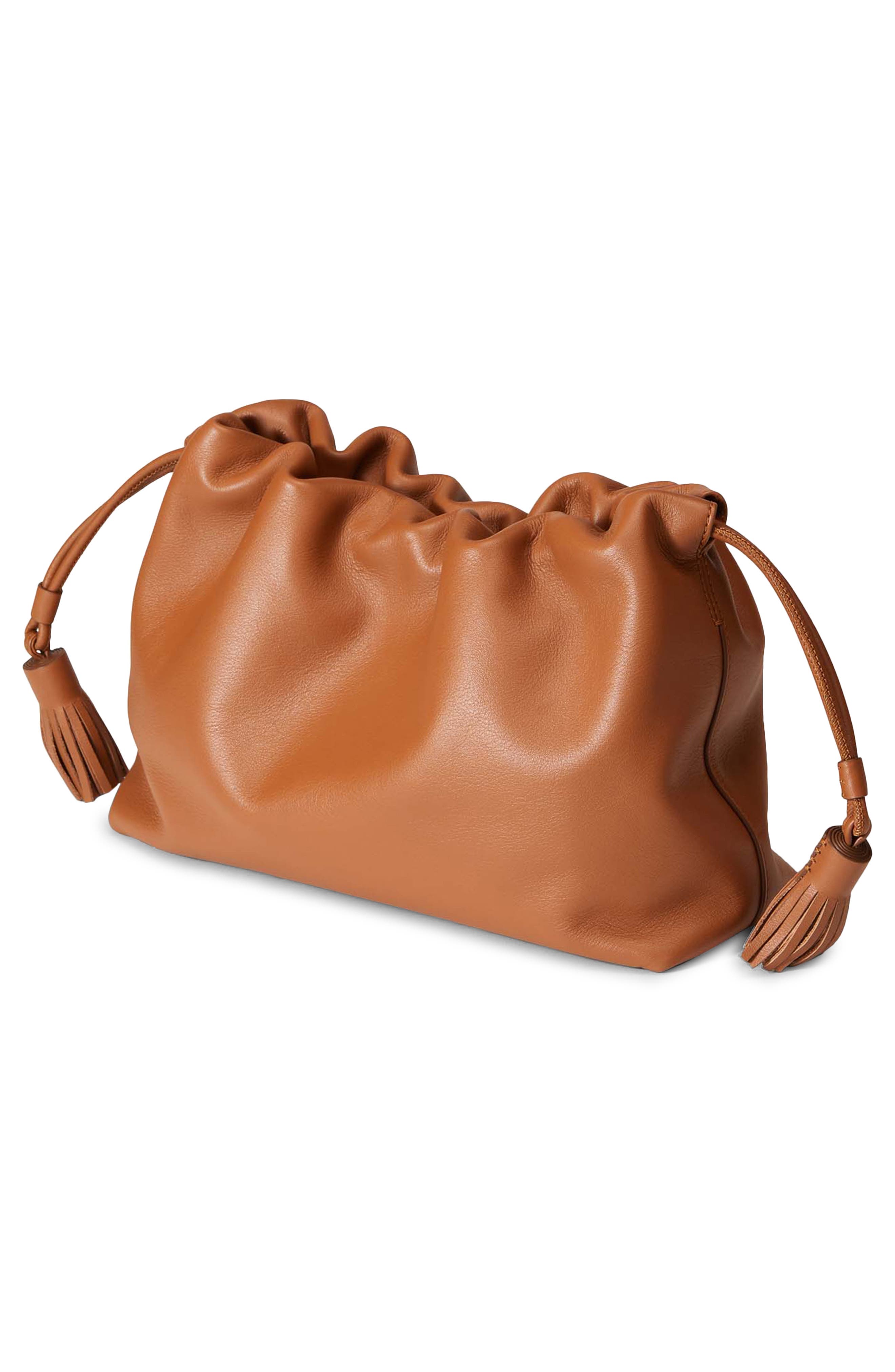 Veronica Beard Stash Leather Drawstring Clutch, Alternate, color, Hazelwood