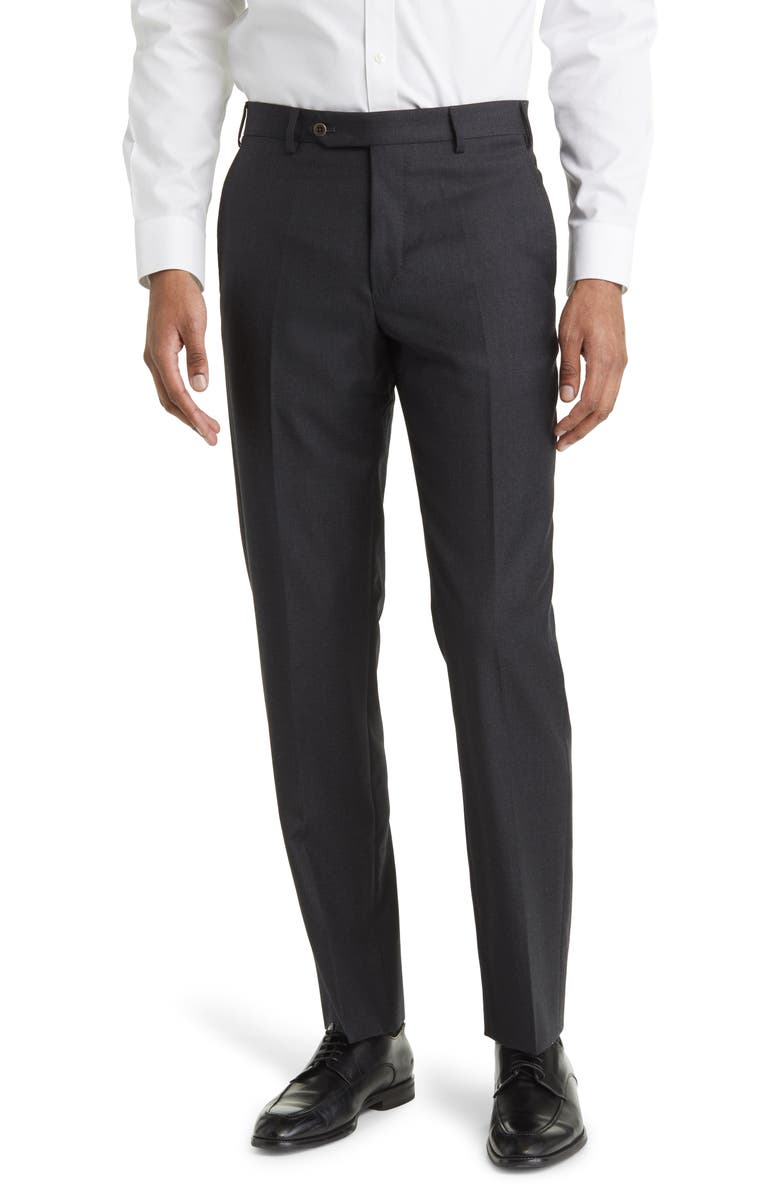 Zanella Devon Super 110s Serge Trousers, Main, color, Dark Grey