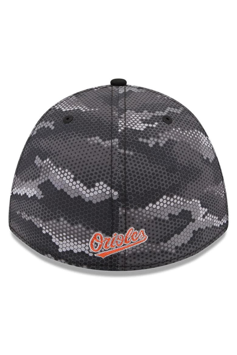 Men's New Era Black Baltimore Orioles Camo 39THIRTY A-Frame Flex Hat, Alternate, color, Black
