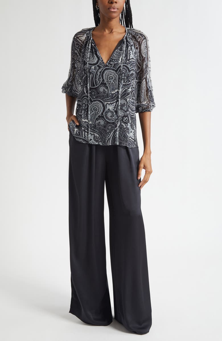 Ramy Brook Selva Paisley Silk Shirt, Alternate, color, Black Paisley
